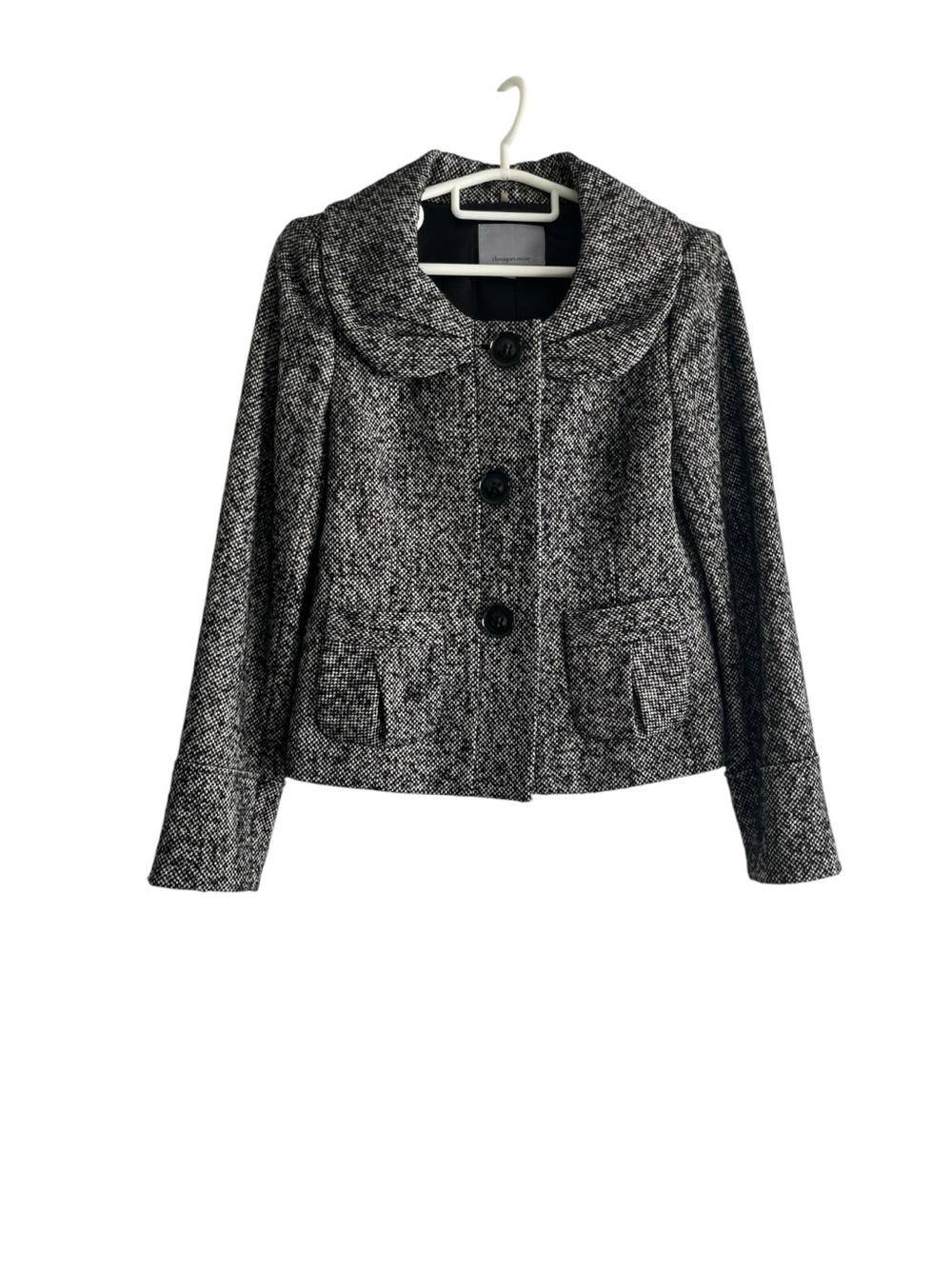 Classiques Entier Black and White Tweed Peter Pan Collar Jacket
